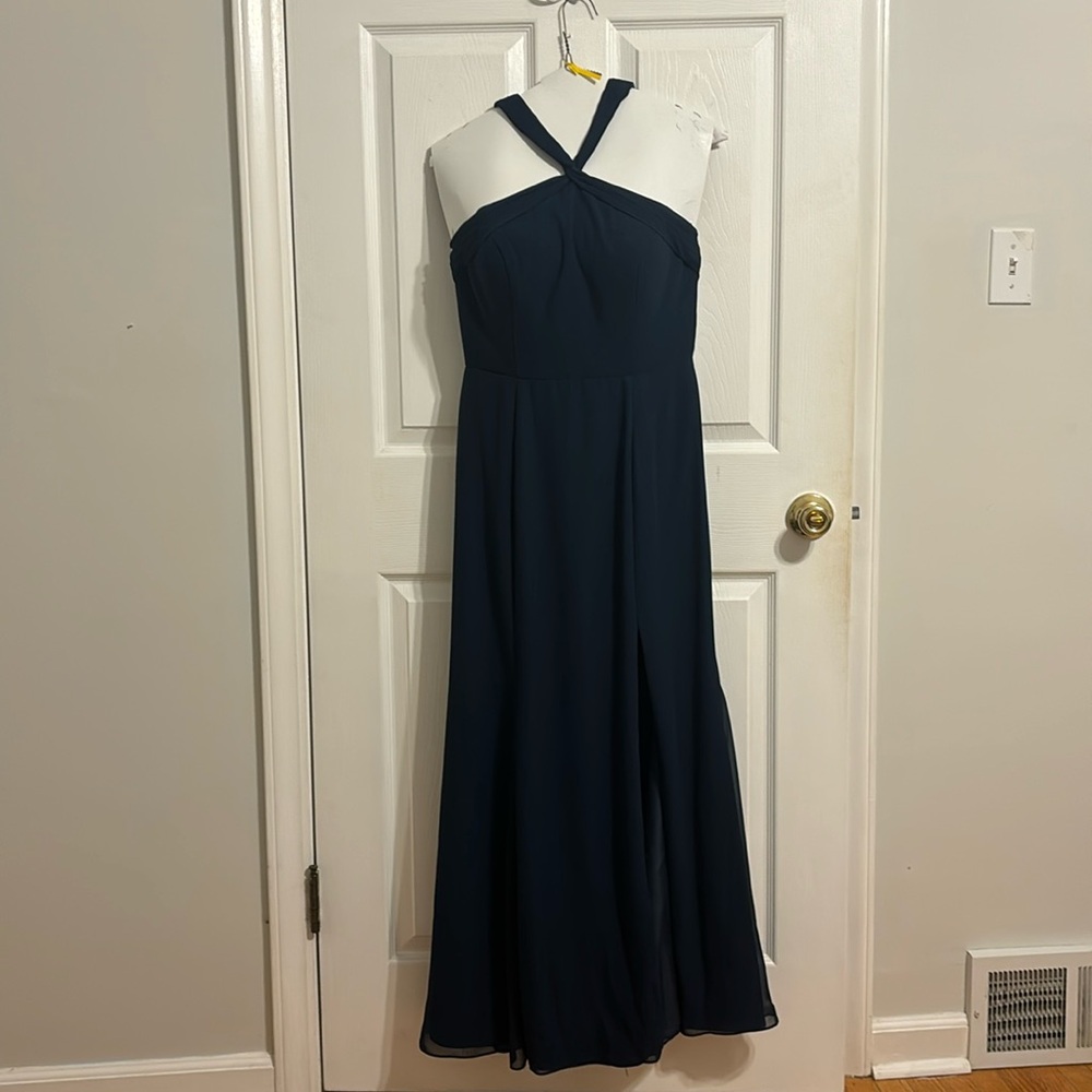 Azazie Rue Dress in Dark Navy, size 8